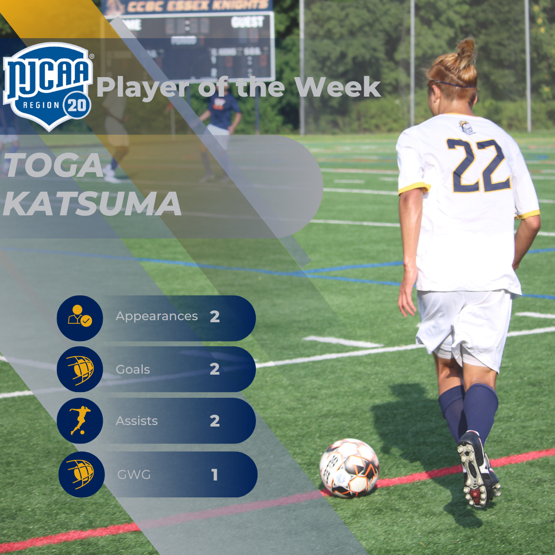 Knights Toga Katsuma Named NJCAA DII Player of the Week