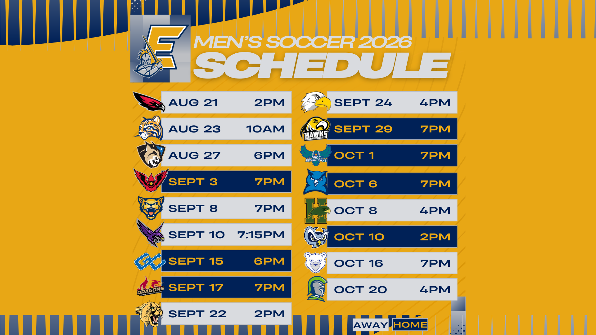 CCBC Essex Men&rsquo;s Soccer Announces 2026 Schedule