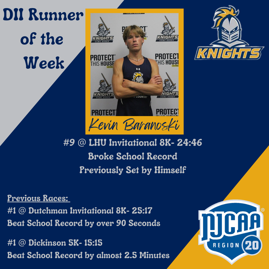 Knights' Baranoski Named NJCAA Cross Country DII Men's Runner of the Week